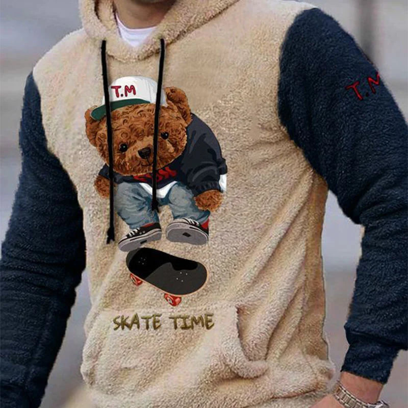 Men's Teddy Bear Warm Lamb Wool Hoodie - 23533