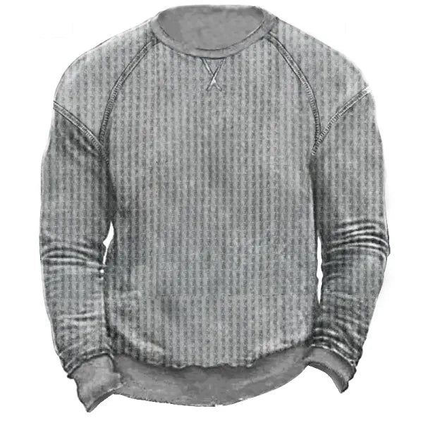 Men's Waffle Knit Pullover Sweatshirt - 23339