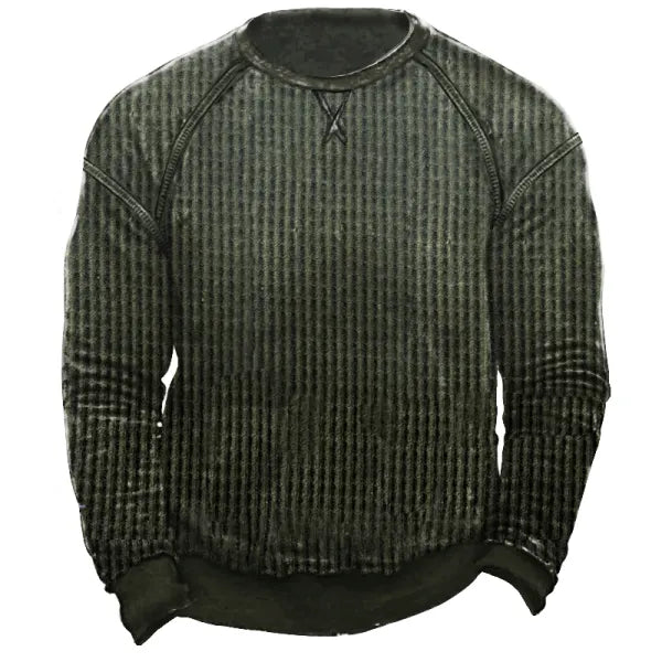 Men's Waffle Knit Pullover Sweatshirt - 23339