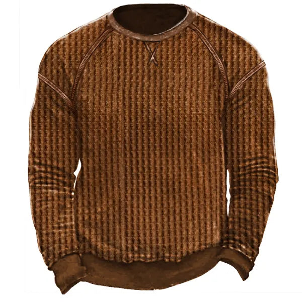 Men's Waffle Knit Pullover Sweatshirt - 23339