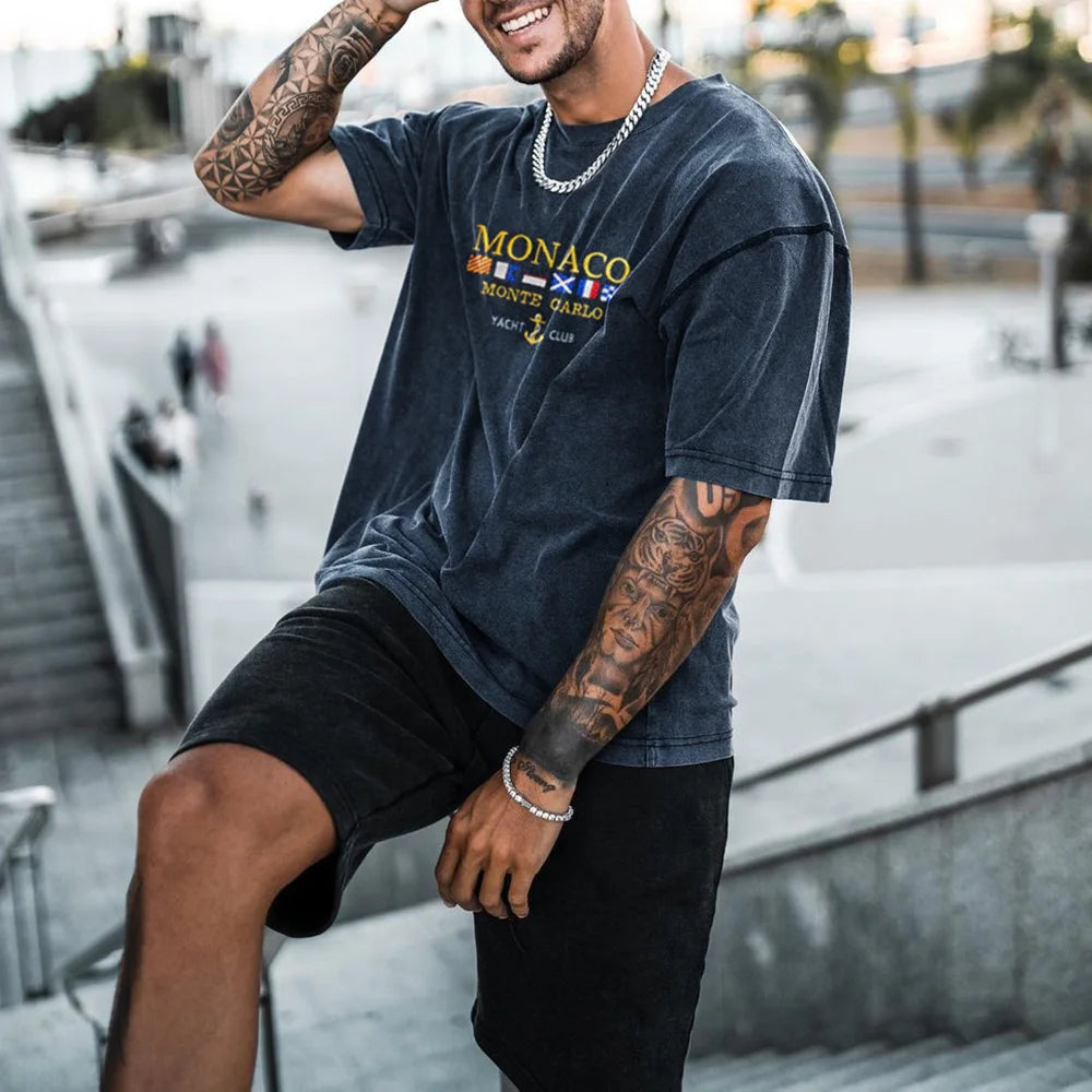 Vintage Unisex Monaco Monte Carlo Yacht Club T-Shirt - 23512