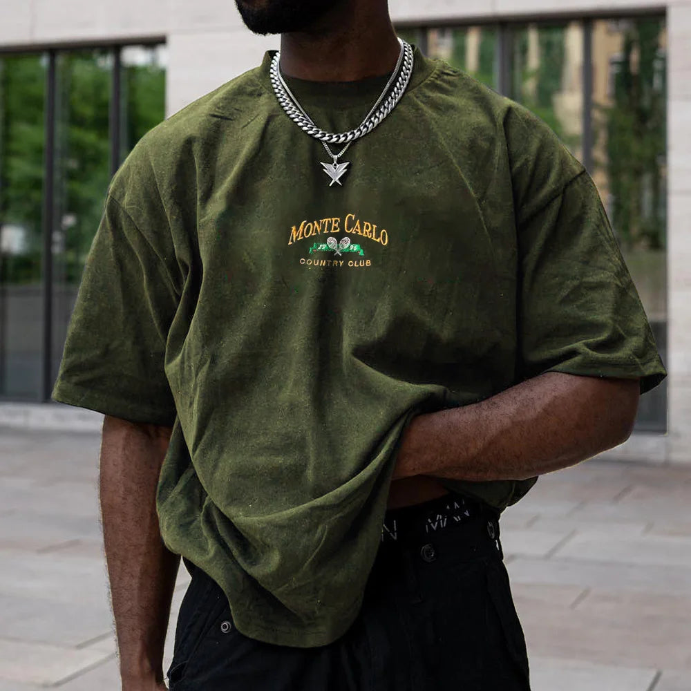 Men's Vintage Print Oversized T-Shirt - 23514