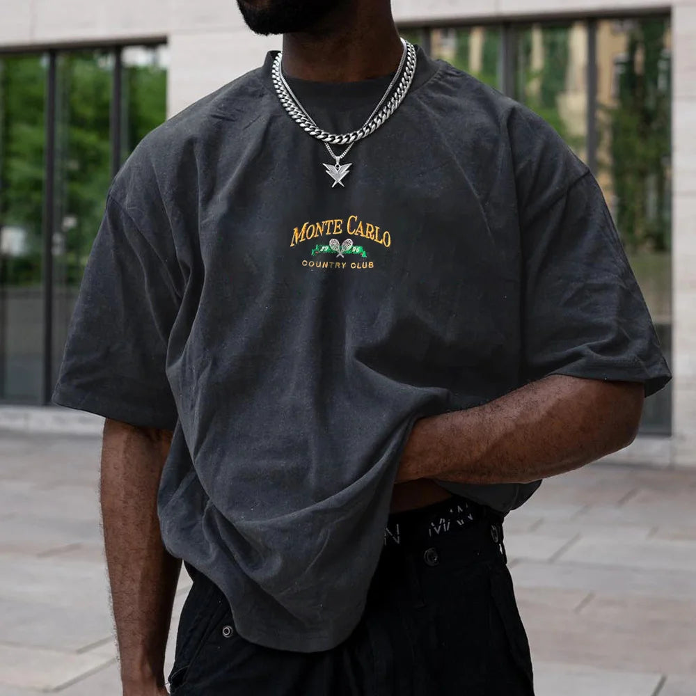 Men's Vintage Print Oversized T-Shirt - 23514