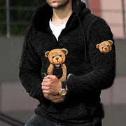 Teddy Bear Warm Men's Lamb Wool Hoodie - 23532