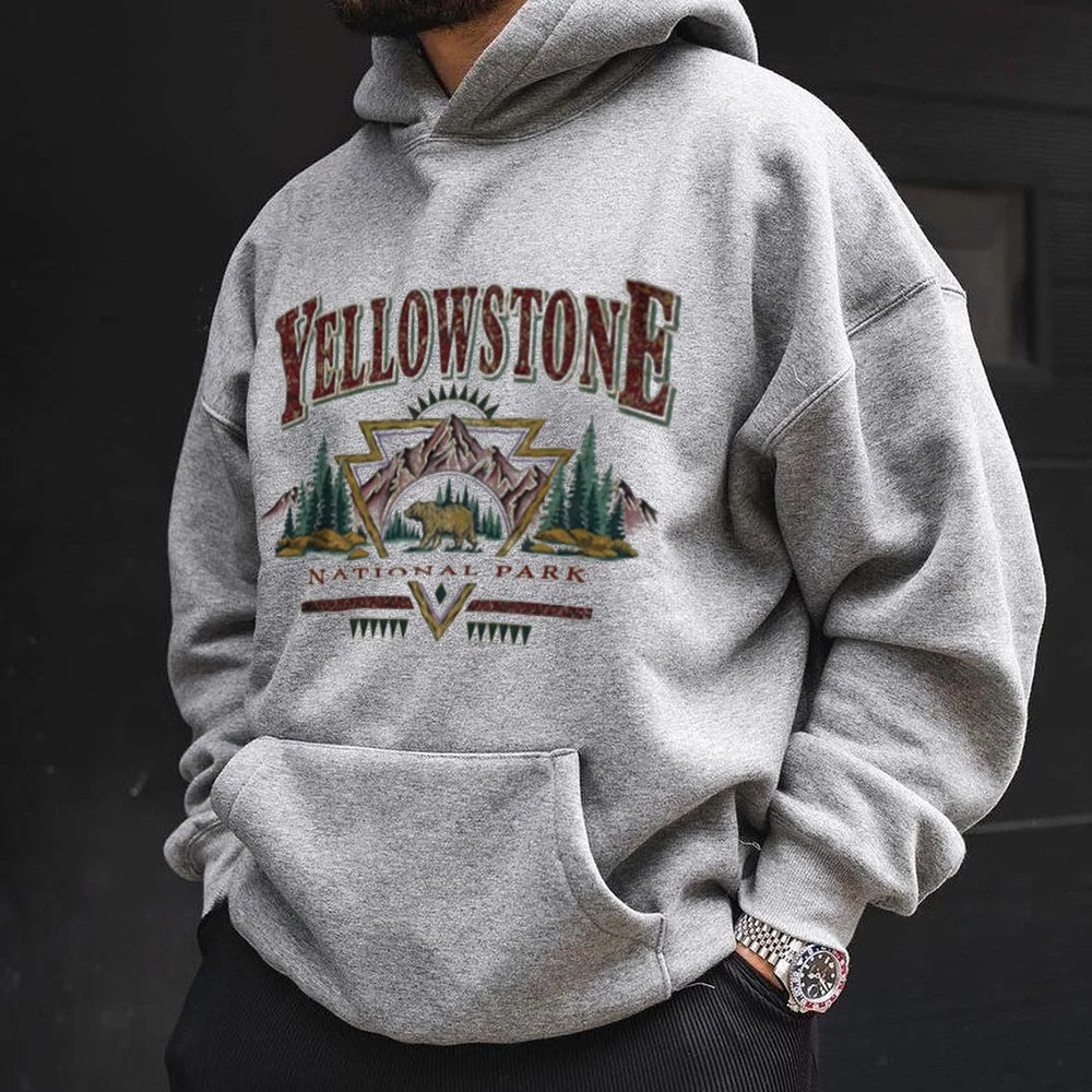 Yellowstone Print Men's Vintage Hoodie - 23529