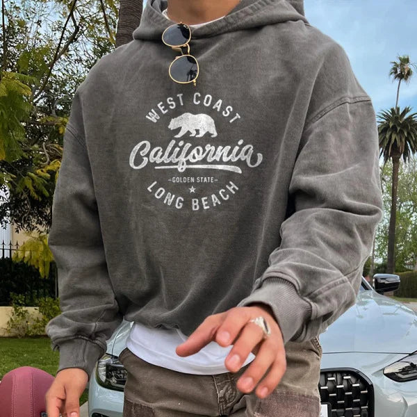 Men's Vintage Oversized "CALIFORNIA" Print Sweatshirt - 23402