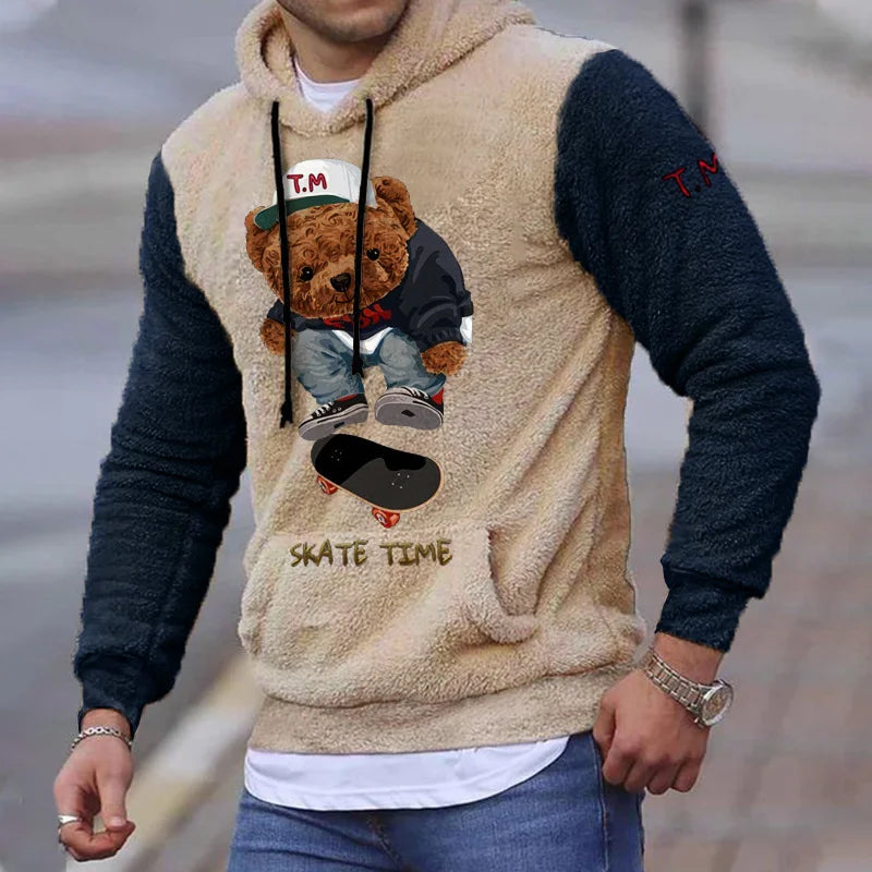 Men's Teddy Bear Warm Lamb Wool Hoodie - 23533