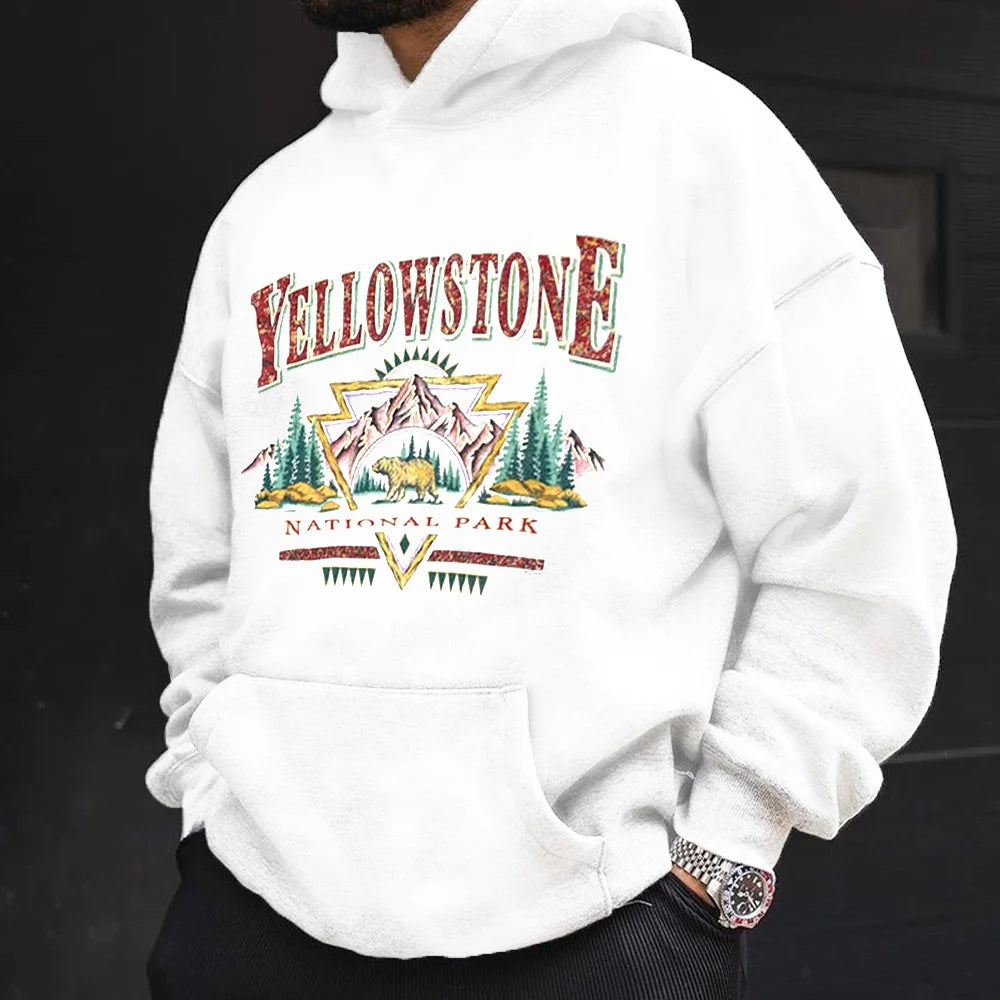 Yellowstone Print Men's Vintage Hoodie - 23529
