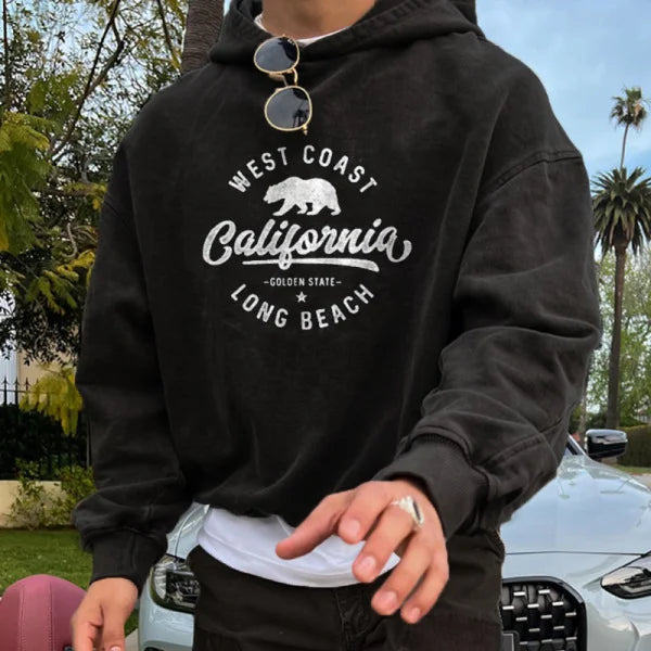 Men's Vintage Oversized "CALIFORNIA" Print Sweatshirt - 23402