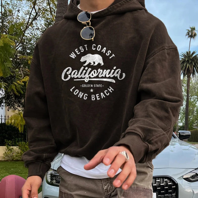 Men's Vintage Oversized "CALIFORNIA" Print Sweatshirt - 23402