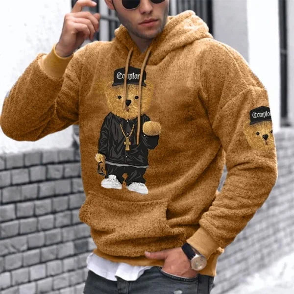 Men's Teddy Bear Warm Lamb Wool Hoodie - 23536