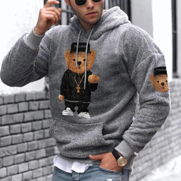 Men's Teddy Bear Warm Lamb Wool Hoodie - 23536