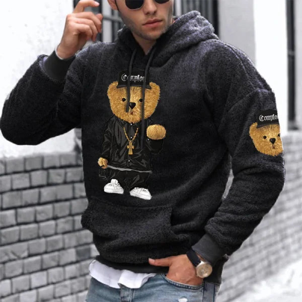 Men's Teddy Bear Warm Lamb Wool Hoodie - 23536
