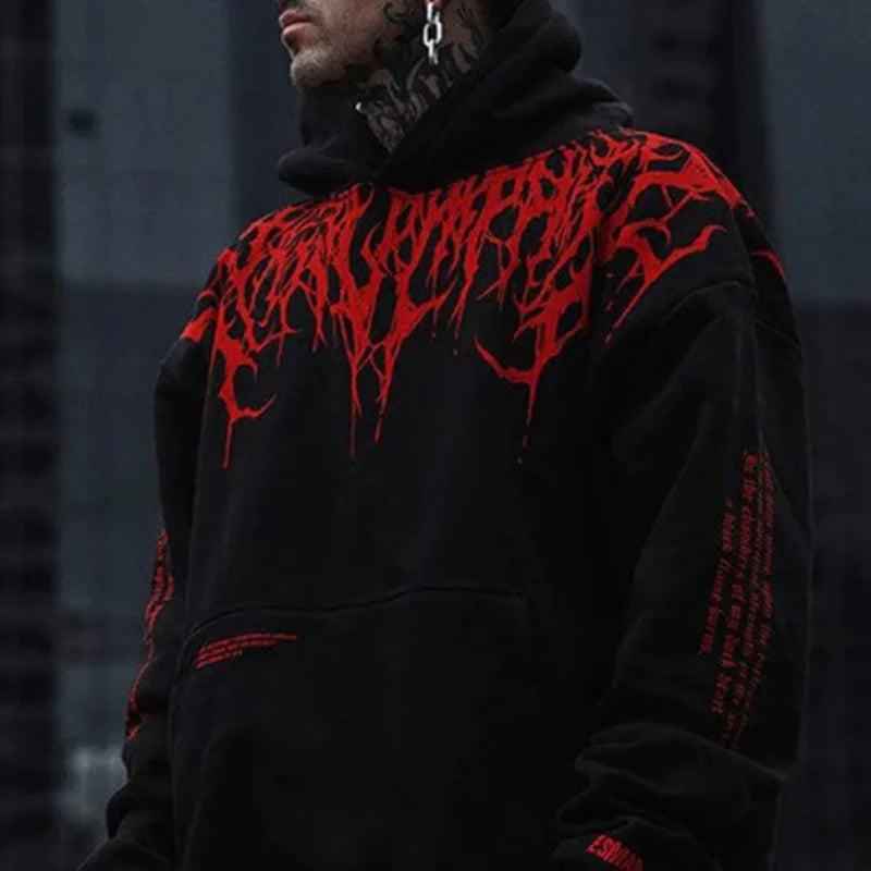 Evil Blood Oversize Large Pattern Hoodie - 23548