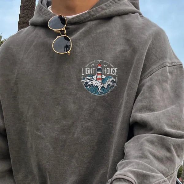 Men's Light House Print Hoodie - 23527