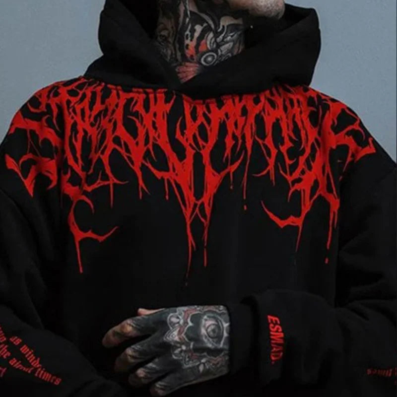 Evil Blood Oversize Large Pattern Hoodie - 23548