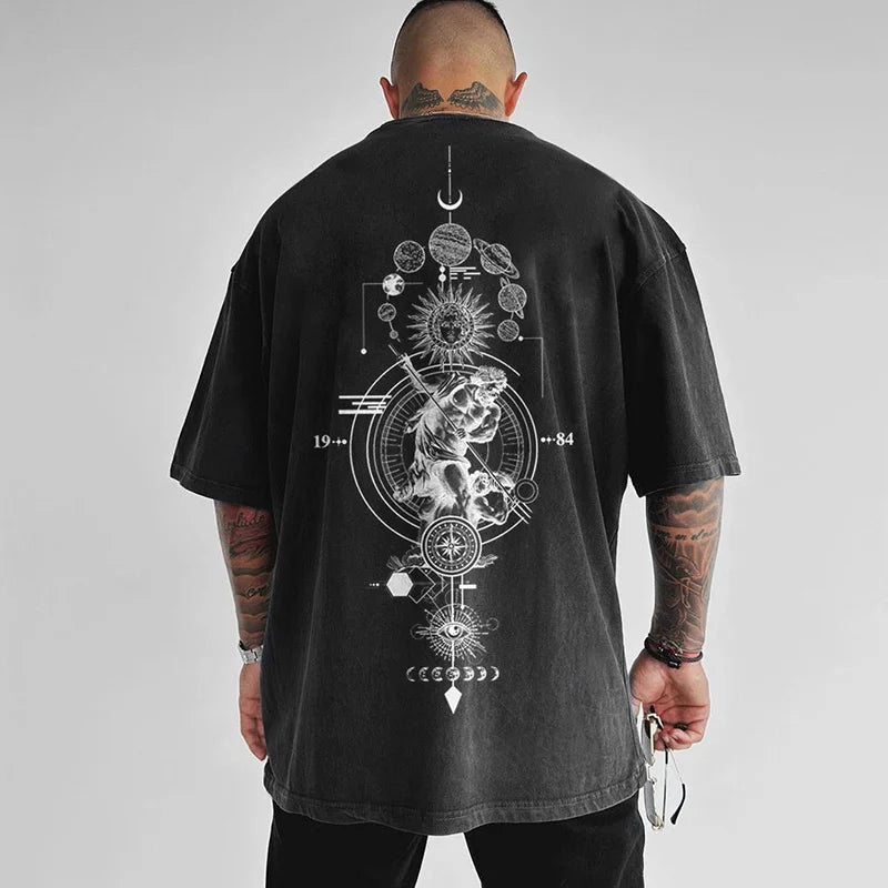 Oversize Sun Moon Stars Tee - 23549