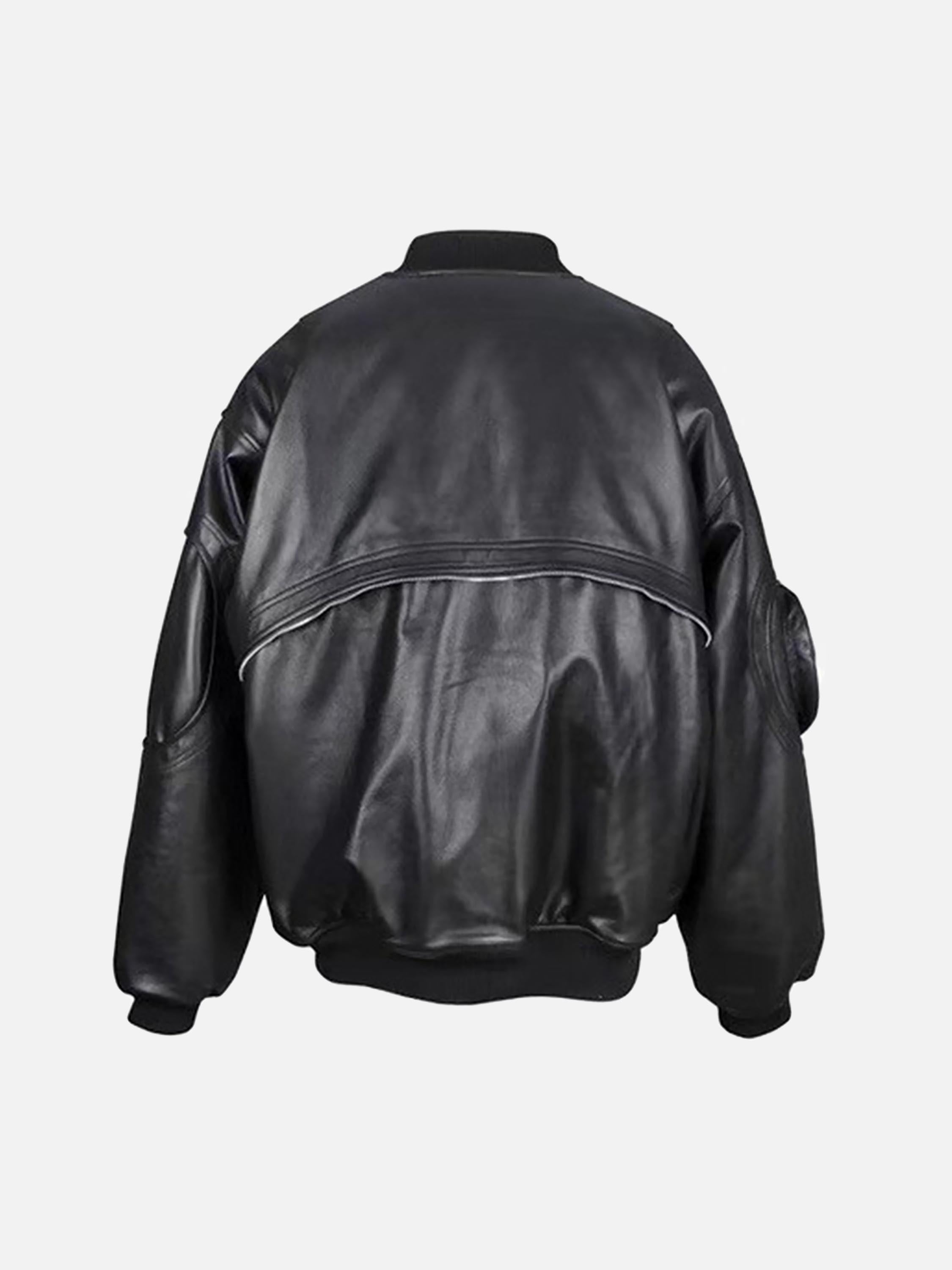 High Street Pocket Design Leather Jacket - 23156