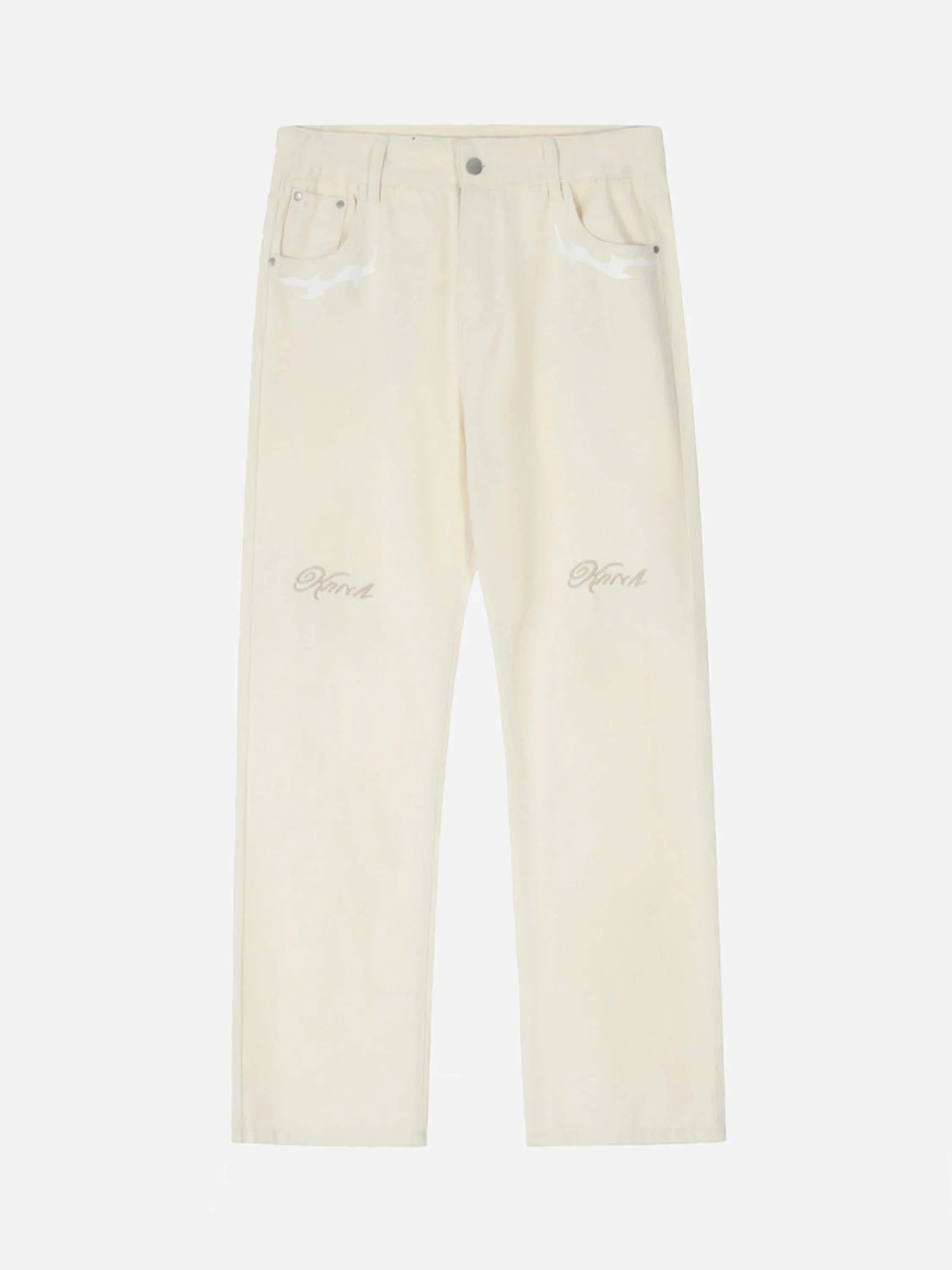 American Hip Hop Personality Print Straight Trousers-2240