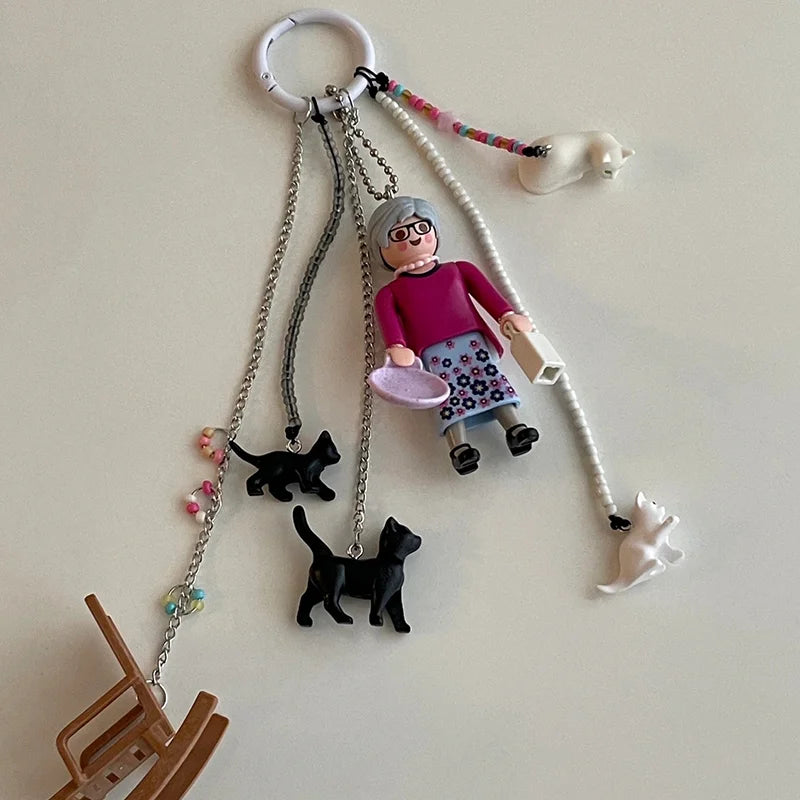 Grandma Feeds Cat Mobi Theme Handmade Bag Accessories & Keychains