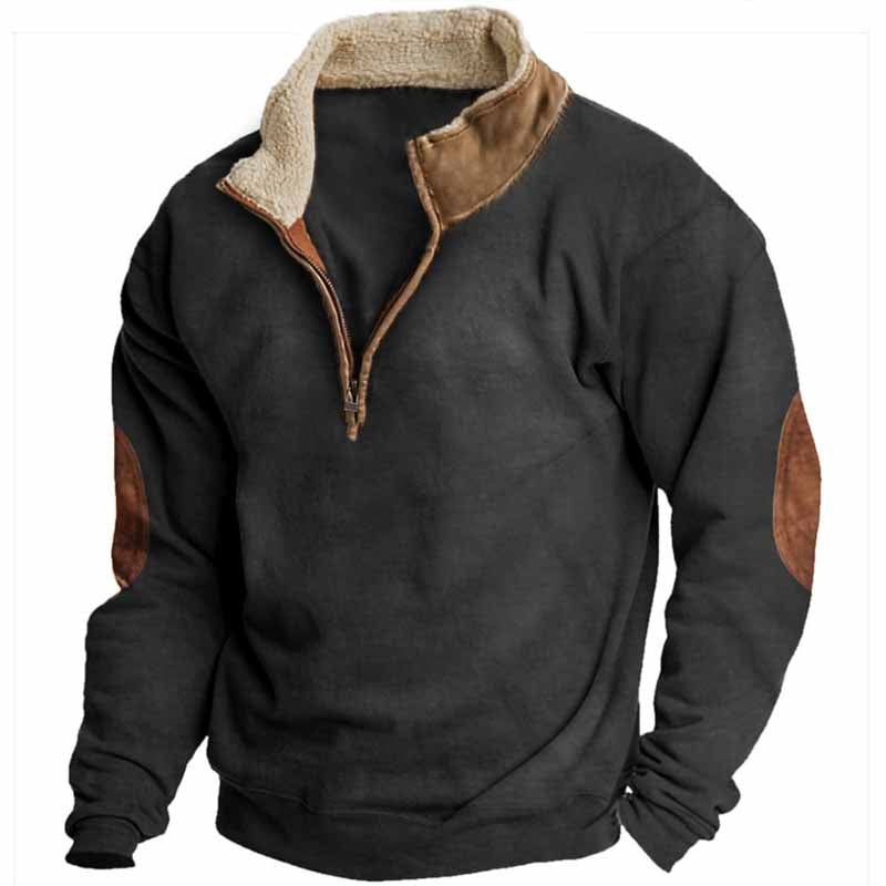 Vintage Western Cowboy Zipper Fleece Neck Sweatshirt - 23211