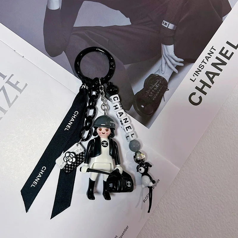 Black And White Ch**el Themed Mobi Handmade Bag Accessories & Keychains