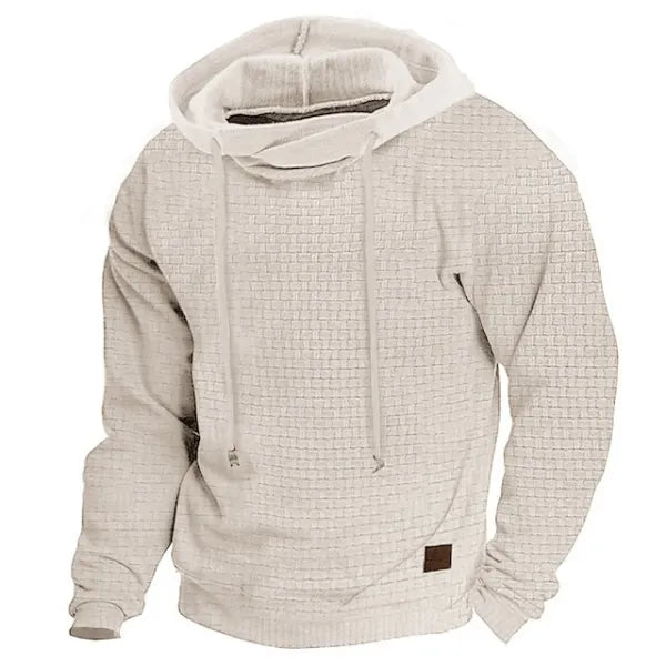 Men's Hoodie Outdoor Sports Solid Color Long Sleeve Daily Tops Apricot - 23230