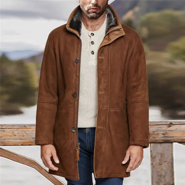 Men's Outdoor Mid-Length Double Layer Woolen Coat Jacket - 23232