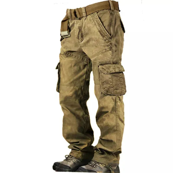 Men's Outdoor Vintage Washed Cotton Washed Multi-pocket Tactical Pants - 23244