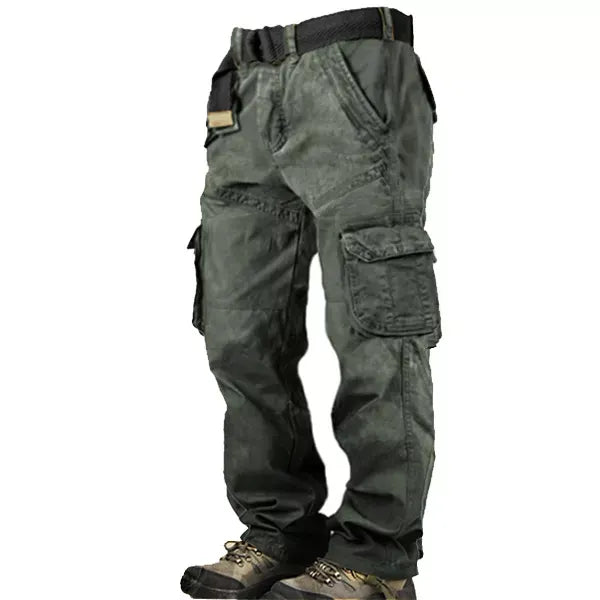 Men's Outdoor Vintage Washed Cotton Washed Multi-pocket Tactical Pants - 23244