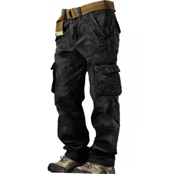 Men's Outdoor Vintage Washed Cotton Washed Multi-pocket Tactical Pants - 23244