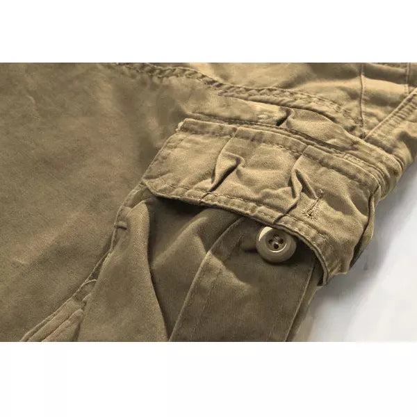 Men's Outdoor Vintage Washed Cotton Washed Multi-pocket Tactical Pants - 23244