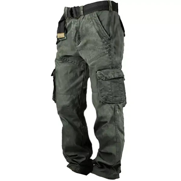 Men's Outdoor Vintage Washed Cotton Washed Multi-pocket Tactical Pants - 23244