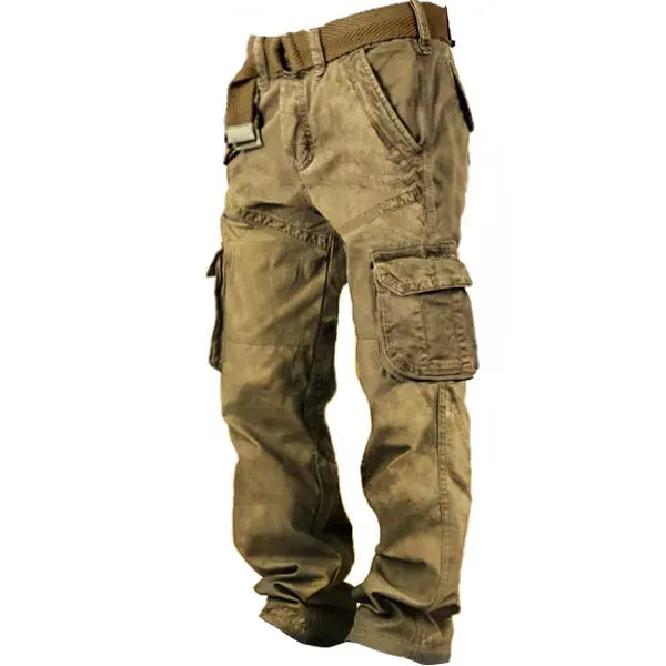 Men's Outdoor Vintage Washed Cotton Washed Multi-pocket Tactical Pants - 23244