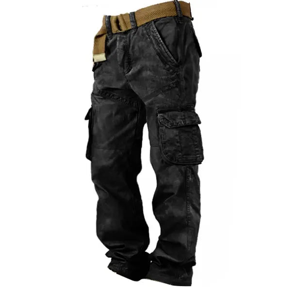 Men's Outdoor Vintage Washed Cotton Washed Multi-pocket Tactical Pants - 23244