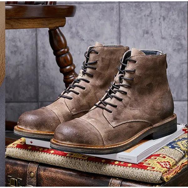 Men Vintage Suede Lace Up Boots - 23302