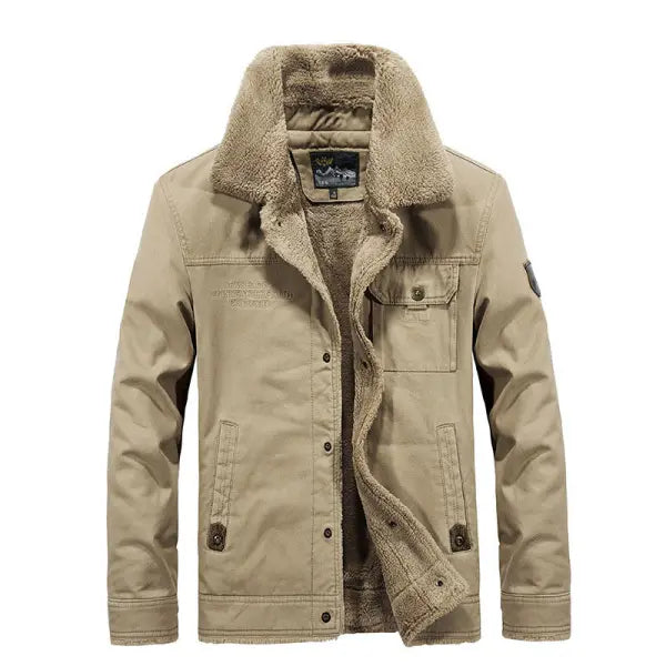 Men's Outdoor Thick Fleece Pocket Shearling Jacket Coat - 23331