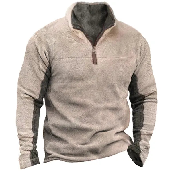 Men's Vintage Patchwork Casual Brushed Sweatshirt - 23336