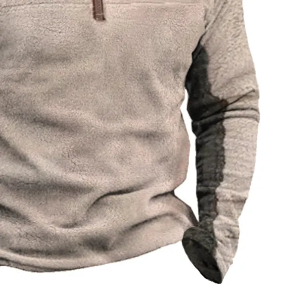 Men's Vintage Patchwork Casual Brushed Sweatshirt - 23336