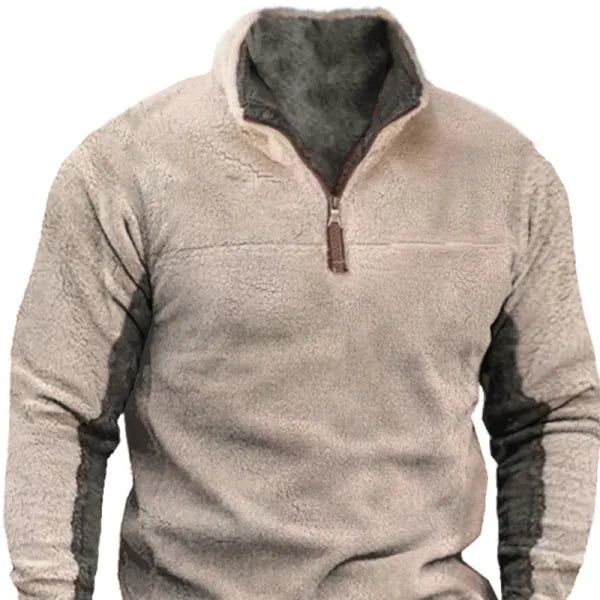 Men's Vintage Patchwork Casual Brushed Sweatshirt - 23336