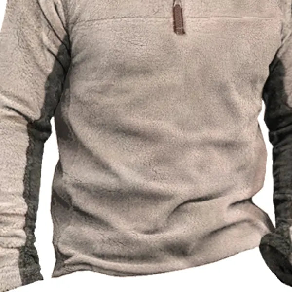 Men's Vintage Patchwork Casual Brushed Sweatshirt - 23336