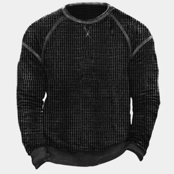 Men's Waffle Knit Pullover Sweatshirt - 23339