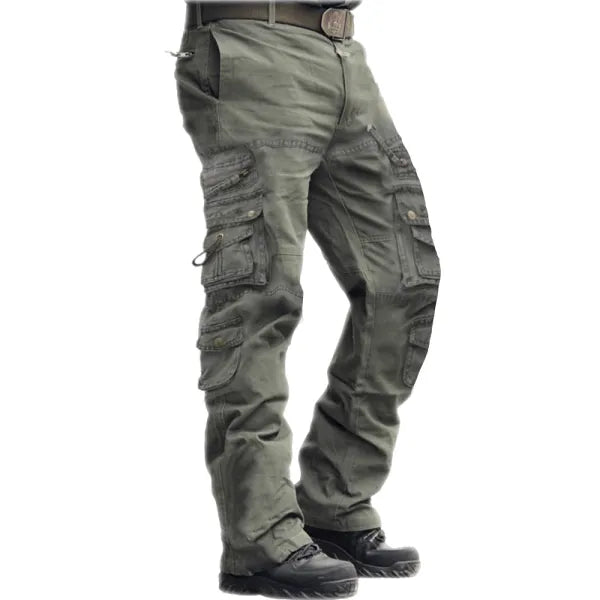 Men's Outdoor Vintage Washed Cotton Washed Multi-pocket Tactical Pants - 23340