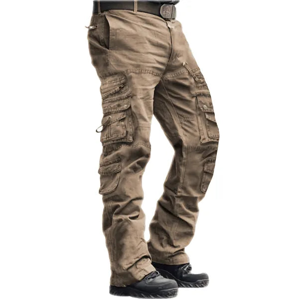 Men's Outdoor Vintage Washed Cotton Washed Multi-pocket Tactical Pants - 23340