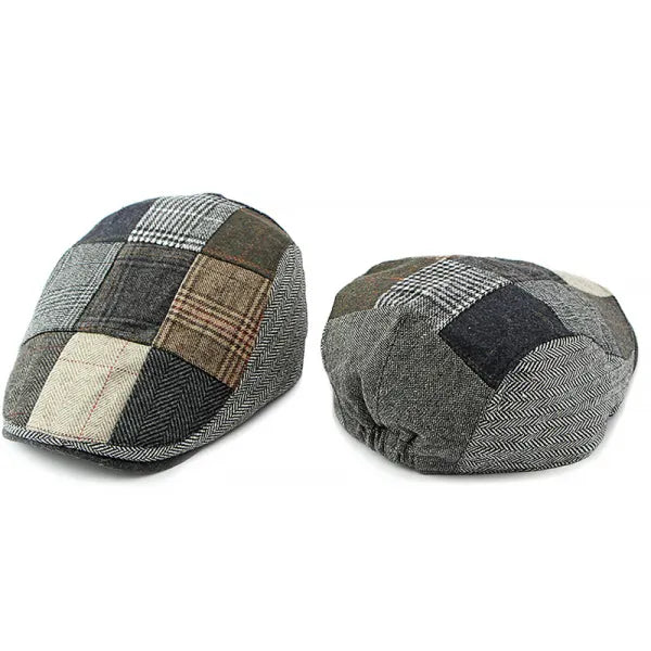 Patchwork Design Boro Retro Male British Beret Forward Cap Painter Hat - 23490