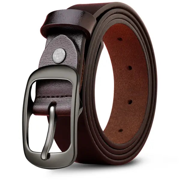 Men's Simple Pin Buckle Wear-resistant Cowhide Belt - 23497