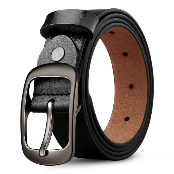 Men's Simple Pin Buckle Wear-resistant Cowhide Belt - 23497