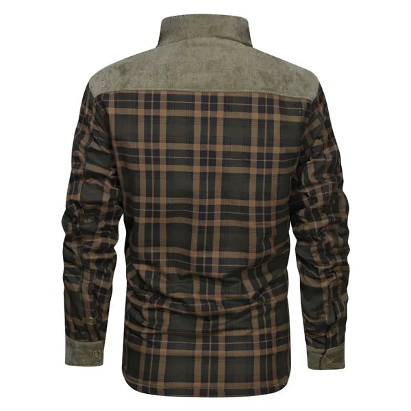 Men's Retro Check Pattern Stitching Warm Wanderer Jacket - 23498