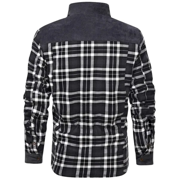 Men's Retro Check Pattern Stitching Warm Wanderer Jacket - 23498