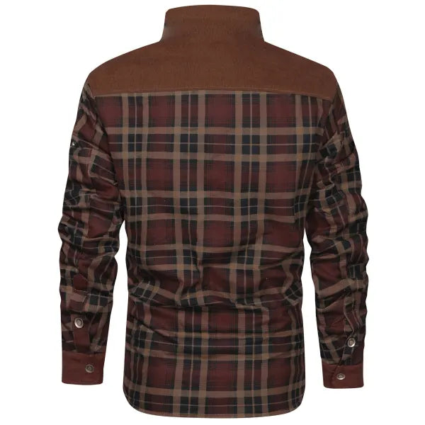 Men's Retro Check Pattern Stitching Warm Wanderer Jacket - 23498